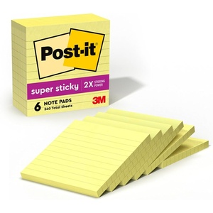 image:imagePostit Super Sticky Lined Notes 6 StickyNote Pads 4 x 4 in School Supplies Office Products Sticky Notes for Vertical Surfaces Monitors Walls and Windows Canary Yellow Pack of 24 x 4