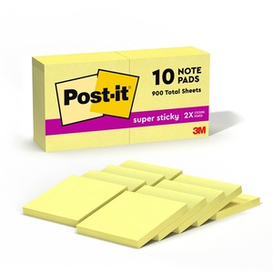 image:imagePostit Super Sticky Notes 10 Sticky Note Pads 3 x 3 in School Supplies Office Products Sticky Notes for Vertical Surfaces Monitors Walls and Windows Canary Yellow19 x 6