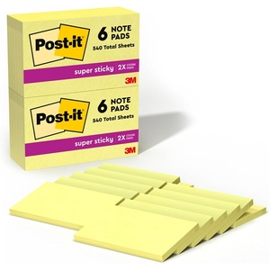 image:imagePostit Super Sticky Notes 12 Sticky Note Pads 3 x 5 in School Supplies for Students Ideal for Textbooks Notebooks Walls and Vertical Surfaces Canary Yellow3 x 06