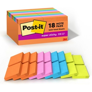 image:imagePostit Super Sticky Notes 18 Sticky Note Pads 1875 x 1875 in Back to School Supplies and Office Products Ideal for Textbooks Notebooks and Vertical Surfaces Playful Primaries CollectionMulticolor