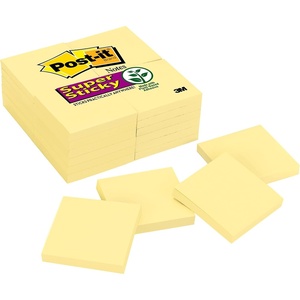 image:imagePostit Super Sticky Notes 24 Sticky Note Pads 3 x 3 in School Supplies Office Products Sticky Notes for Vertical Surfaces Monitors Walls and Windows Canary Yellow6 x 6