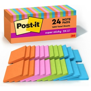 image:imagePostit Super Sticky Notes 24 Sticky Note Pads 3 x 3 in School Supplies Office Products Sticky Notes for Vertical Surfaces Monitors Walls and Windows Energy Boost Collection3 in x 3 in