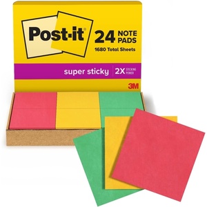 image:imagePostit Super Sticky Notes 24 Sticky Notes Pads 3 x 3 in School Supplies and Oce Supplies 2X the Sticking Power Workshop Kit