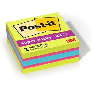 image:imagePostit Super Sticky Notes 3 in x 3 in 1 Cube 2X the Sticking Power Bright Colors Recyclable 2027SSGFA Pack of 23 x 3