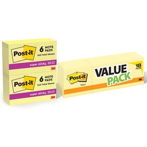 image:imagePostit Super Sticky Notes 3 in x 5 in amp 3 in x 3 in 12 Pads amp 18 Pads Canary Yellow 2X The Sticking Power Recyclable12 Super Sticky Pads