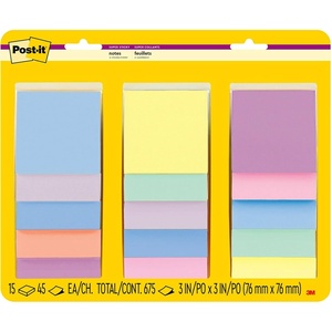 image:imagePostit Super Sticky Notes 3x3 in Assorted Pastel Colors 15 Pads 2X The Sticking Power Recyclable 65415SSPS