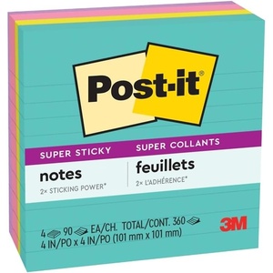 image:imagePostit Super Sticky Notes 4 Lined Sticky Note Pads 4 x 4 in Back to School Supplies Office Products 2X the Sticking Power Supernova Neons CollectionSupernova Neons