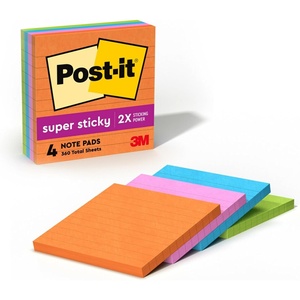 image:imagePostit Super Sticky Notes 4 Lined Sticky Notes Pads 4 x 4 in School Supplies and Oce Supplies 2X the Sticking Power Simply Serene CollectionEnergy Boost