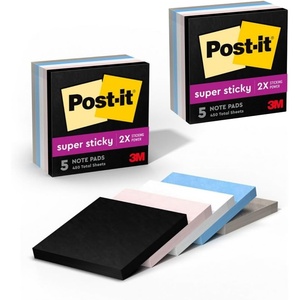 image:imagePostit Super Sticky Notes 5 Note Pads 3x3 in 2X the Sticking Power School Supplies and Office Products Sticky Notes for Vertical Surfaces Monitors Walls and Windows Simply SereneSimply Serene  2 Pack