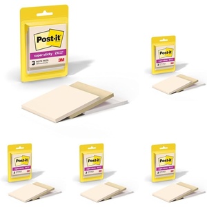 image:imagePostit Super Sticky Notes 5 Sticky Notes Pads 3 x 3 in School Supplies and Oce Supplies 2X the Sticking Power Neutrality Collection3 x 3 in Pack of 5
