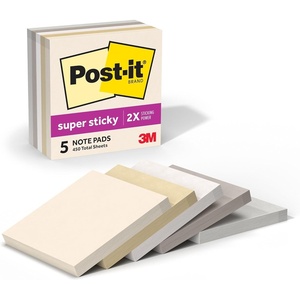 image:imagePostit Super Sticky Notes 5 Sticky Notes Pads 3 x 3 in School Supplies and Oce Supplies 2X the Sticking Power Neutrality Collection3 x 3 inches