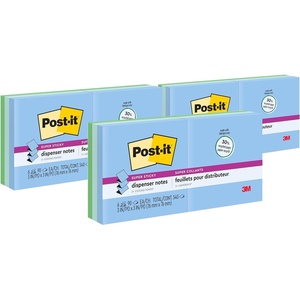 image:imagePostit Super Sticky Popup Notes 3x3 in 6 Pads 2x the Sticking Power Oasis Collection Cool Colors Recyclable R3306SST Pack of 3