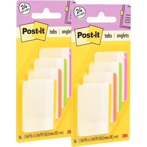 image:imagePostit Tabs  2 Inch Assorted Bright Colors 4 Colors 24 TabsPack Pack of 203 x 28 Pack of 2
