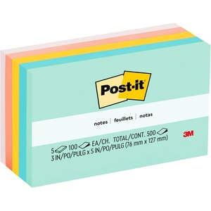 image:imagePostit Notes 3 in x 5 in 5 Sticky Note Pads 100 Sheets per Pad Beachside Caf Collection Back to School Supplies and Office Products