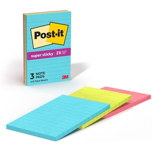 image:imagePostit Super Sticky Lined Notes 3 Sticky Note Pads 4 x 6 in School Supplies for Students Ideal for Textbooks Notebooks Walls and Vertical Surfaces Supernova Neons Collection4 x 6 inches
