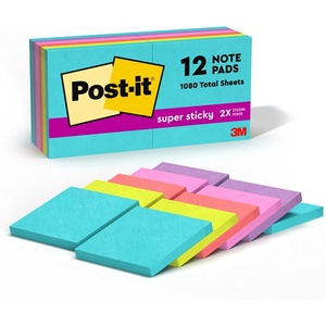 image:imagePostit Super Sticky Notes 12 Sticky Note Pads 3 x 3 in Back to School Supplies Office Products 2X the Sticking Power Supernova Neons Collection1