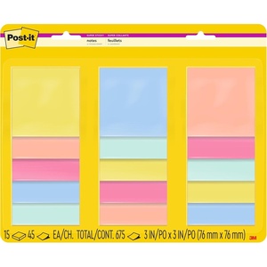 image:imagePostit Super Sticky Notes 15 Sticky Note Pads 3 x 3 in Back to School Supplies Office Products 2X the Sticking Power Summer Joy Collection
