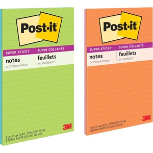 image:imagePostit Super Sticky Notes 2 Lined Sticky Notes Pads 5 x 8 in School Supplies and Oce Supplies 2X the Sticking Power Neon Fizz Collection