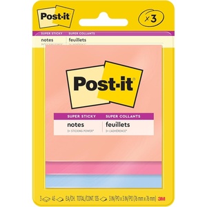 image:imagePostit Super Sticky Notes 3 Sticky Note Pads 3 x 3 in Back to School Supplies Office Products 2X the Sticking Power Summer Joy CollectionSummer Joy Collection