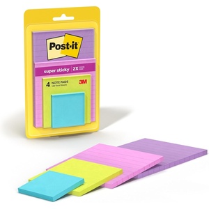 image:imagePostit Super Sticky Notes 4 Sticky Note Pads MultiSize Back to School Supplies Office Products 2X the Sticking Power Supernova Neons Collection