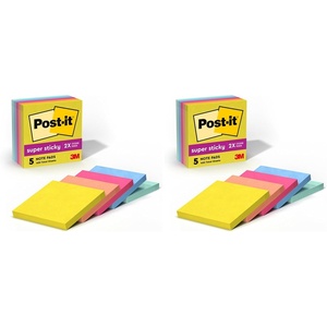 image:imagePostit Super Sticky Notes 5 Sticky Note Pads 3 x 3 in Back to School Supplies Office Products 2X the Sticking Power Summer Joy Collection3 x 3 Pack of 2