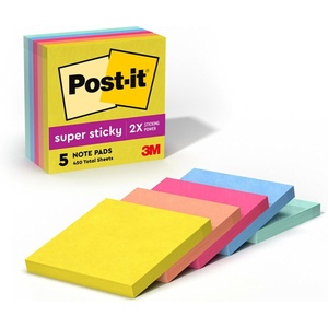 image:imagePostit Super Sticky Notes 5 Sticky Note Pads 3 x 3 in Back to School Supplies Office Products 2X the Sticking Power Summer Joy CollectionTrue