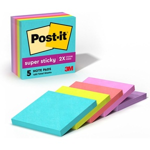 image:imagePostit Super Sticky Notes 5 Sticky Note Pads 3 x 3 in School Supplies Office Products 2X the Sticking Power Supernova Neons Collection2 x 3