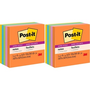 image:imagePostit Super Sticky Notes 5 Sticky Note Pads 3 x 3 in School Supplies for Students Ideal for Textbooks Notebooks Walls and Vertical Surfaces Energy Boost Collection19 x 3 Pack of 2
