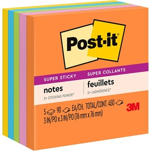 image:imagePostit Super Sticky Notes 5 Sticky Note Pads 3 x 3 in School Supplies for Students Ideal for Textbooks Notebooks Walls and Vertical Surfaces Energy Boost Collection19 x 3