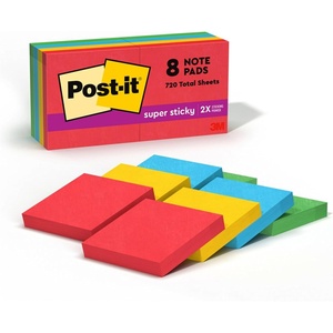 image:imagePostit Super Sticky Notes 8 Sticky Note Pads 1875 x 1875 in Back to School Supplies for Students Ideal for Textbooks Notebooks and Vertical Surfaces Playful Primaries Collection