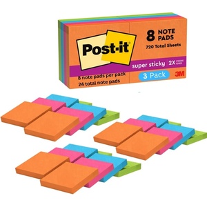 image:imagePostit Super Sticky Notes 8 Sticky Note Pads 1875 x 1875 in School Supplies for Students Ideal for Textbooks Notebooks Walls and Vertical Surfaces Energy Boost Collection3 Pack