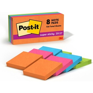 image:imagePostit Super Sticky Notes 8 Sticky Note Pads 1875 x 1875 in School Supplies for Students Ideal for Textbooks Notebooks Walls and Vertical Surfaces Energy Boost Collection178 x 178Inches