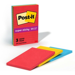 image:imagePostit Super Sticky Notes Assorted Sizes 13 Pads 2X the Sticking Power Playful Primaries Primary Colors Red Yellow Green Blue Purple Recyclable 462313SSAUPlayful Primaries